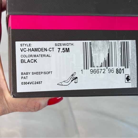 Vince Camuto Women’s Black Hamden Slingback Pointed Cap Toe Pump Size 7.5 - Picture 2 of 9